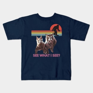 See what I see? (2 cats and Bigfoot) Kids T-Shirt